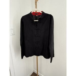 Eastern Serenity Black 100% Linen Womens Button Size Medium